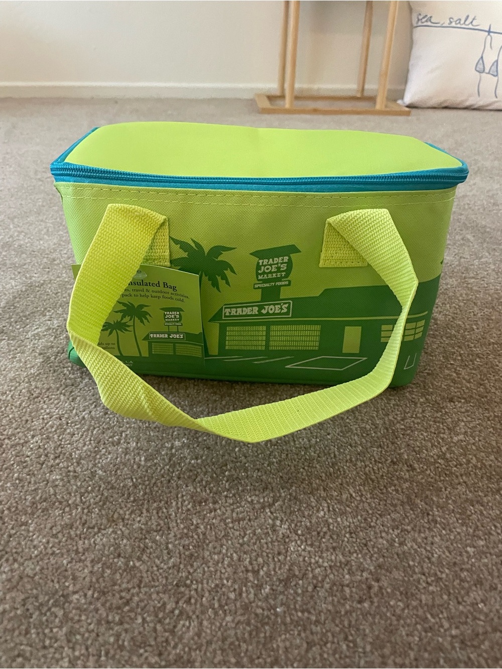 Trader Joe's Green Insulated Lunch Bag - Lime & Teal